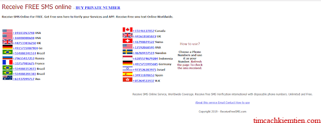 Receive FREE SMS online：http://receivefreesms.com