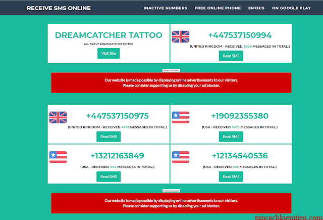 RECEIVE SMS ONLINE：https://www.receivesmsonline.net